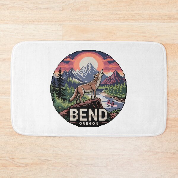 Item preview, Bend Oregon Pixel Art Sunset - Coyote River Adventure Badge designed and sold by CircinusStore.