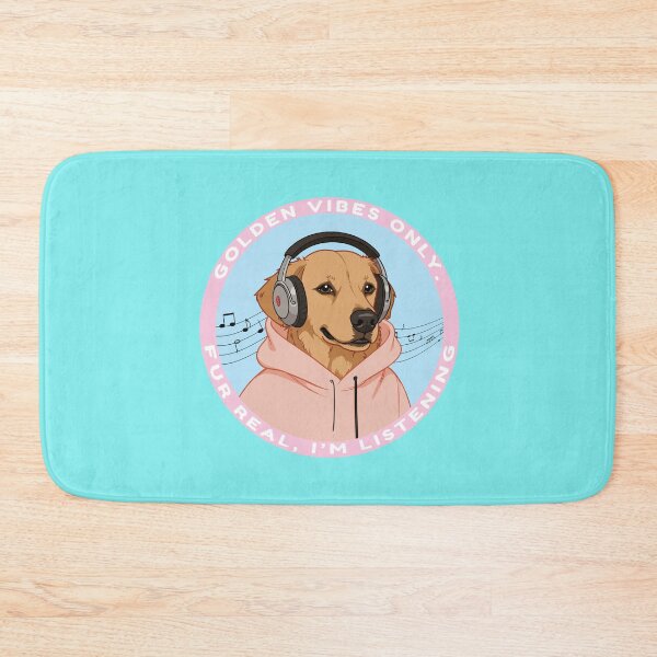 Item preview, Golden Vibes Only – Cute Dog with Headphones | Funny Music Lover Quote designed and sold by NeutronDesign.