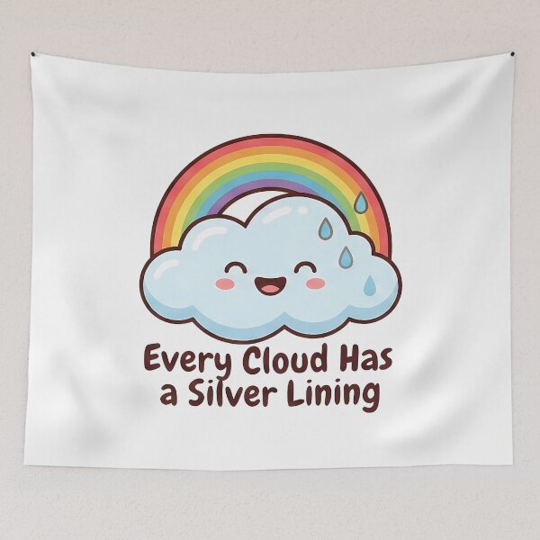 Item preview, Cute Rainbow Cloud Silver Lining Positive Quote designed and sold by k3rstman1.