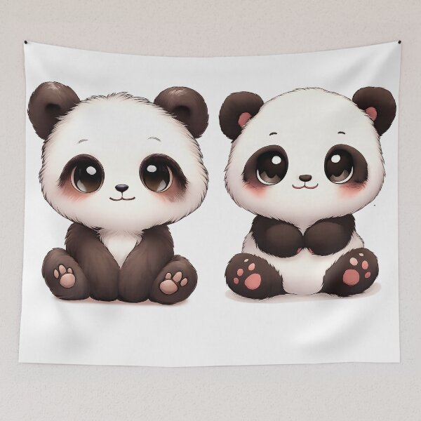 Item preview, Two Ultra-Cute Chibi Baby Pandas Sitting Side by Side designed and sold by mr-zgredzio.
