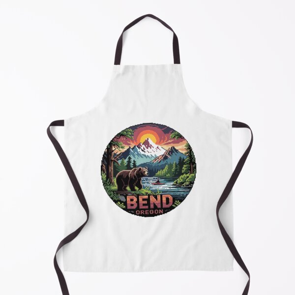 Item preview, Bear Pixel Art Sunset - Bend Oregon Mountain Adventure Badge designed and sold by CircinusStore.