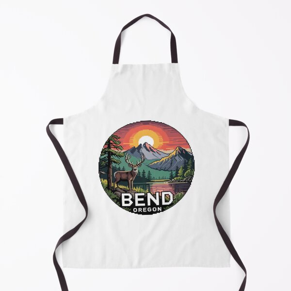 Item preview, Deer Pixel Art Sunset - Bend Oregon Mountain Lake Badge designed and sold by CircinusStore.