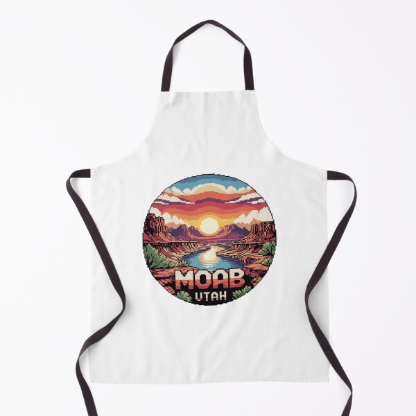 Item preview, Moab Utah Pixel Art Sunset - Canyon River Landscape Badge designed and sold by CircinusStore.
