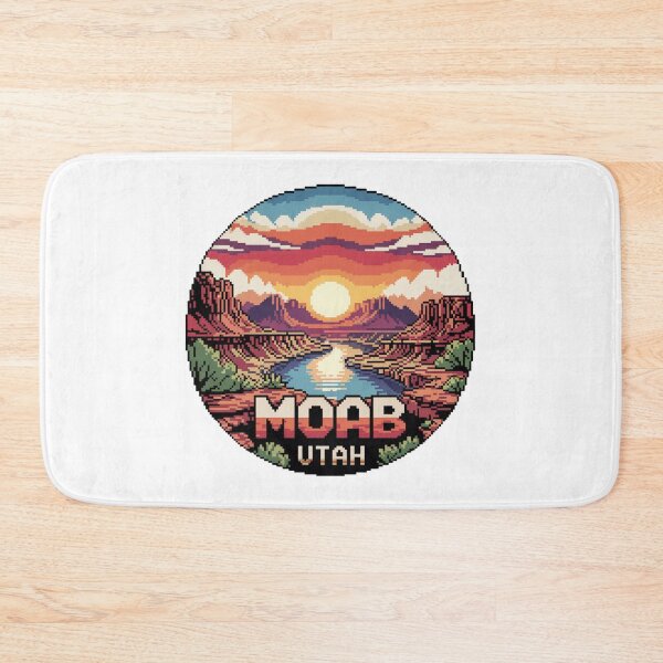 Item preview, Moab Utah Pixel Art Sunset - Canyon River Landscape Badge designed and sold by CircinusStore.
