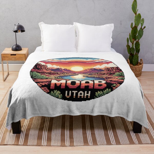 Item preview, Moab Utah Pixel Art Sunset - Canyon River Landscape Badge designed and sold by CircinusStore.