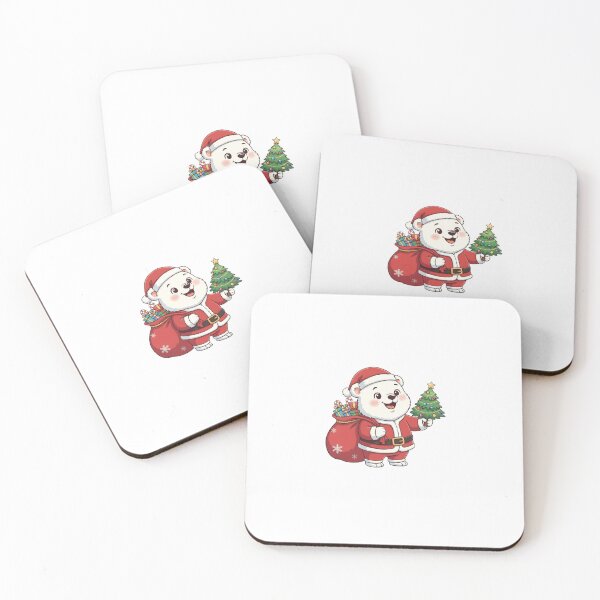 Item preview, Cute Santa Polar Bear with Christmas Tree & Gift Sack designed and sold by Satpura punti baba .