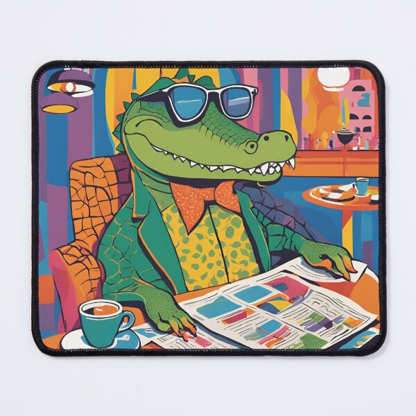 Item preview, Cool Coffee Gator – Funny Alligator in Sunglasses Reading the Newspaper designed and sold by Kmcantley.