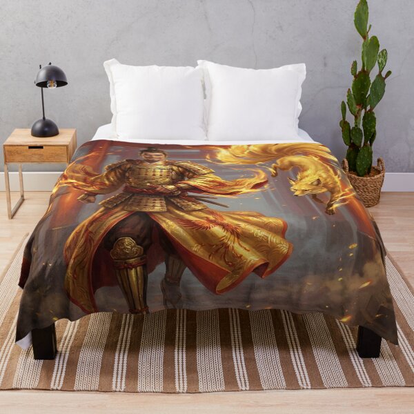 Item preview, Golden Samurai Lord with Fire Fox Spirit – Japanese Mythic Warrior Art | Mori no Akari designed and sold by Mori-no-Akari.