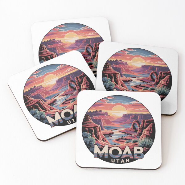 Item preview, Moab Utah Canyon Sunset - Colorful Desert River Badge Illustration designed and sold by CircinusStore.
