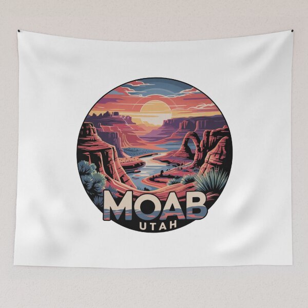 Item preview, Moab Utah Canyon Sunset - Colorful Desert River Badge Illustration designed and sold by CircinusStore.
