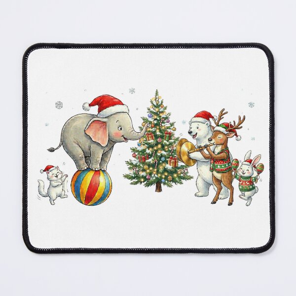 Item preview, Whimsical Christmas Animal Band & Elephant Balancing Act Watercolor designed and sold by shikuldo7.