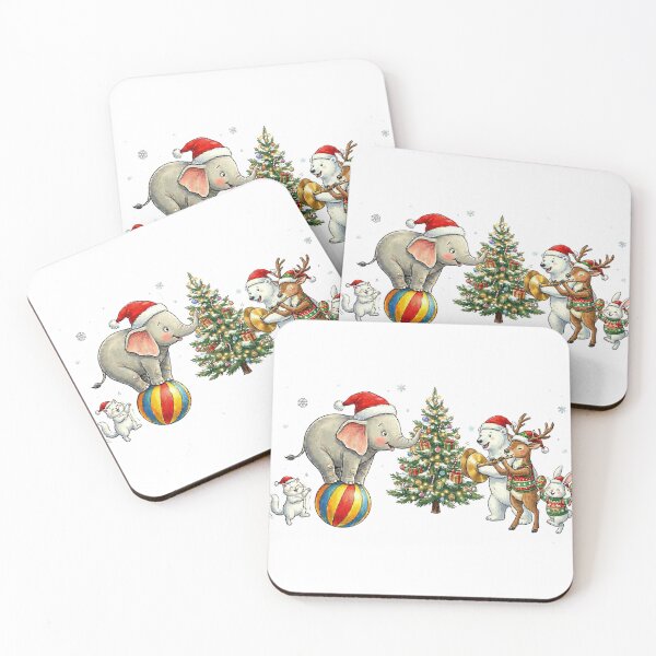 Item preview, Whimsical Christmas Animal Band & Elephant Balancing Act Watercolor designed and sold by shikuldo7.