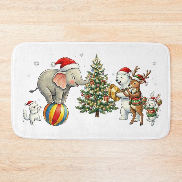 Item preview, Whimsical Christmas Animal Band & Elephant Balancing Act Watercolor designed and sold by shikuldo7.
