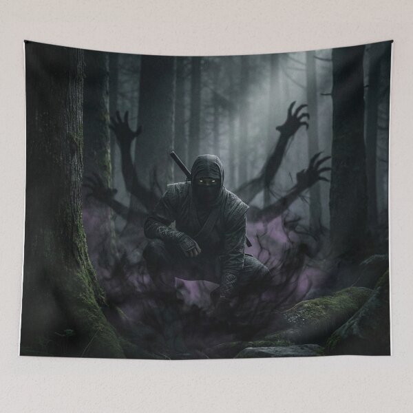 Item preview, Shadowborne Ninja in Cursed Forest – Dark Japanese Warrior Art | Mori no Akari designed and sold by Mori-no-Akari.