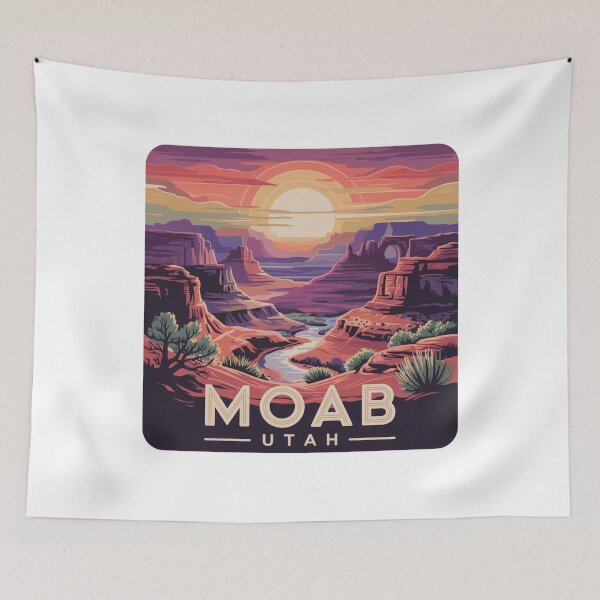 Item preview, Moab Utah Canyon Sunset - Colorful Desert River Landscape Illustration designed and sold by CircinusStore.