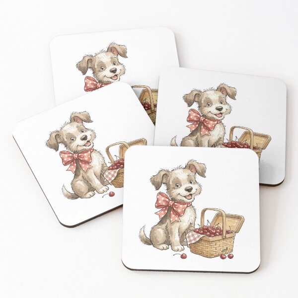 Item preview, Cherry Aesthetic: Polka Dot Puppy Picnic designed and sold by bapupa.