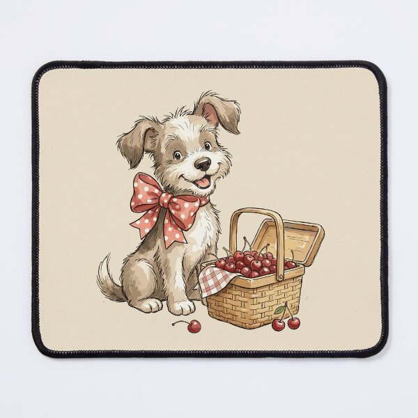 Item preview, Cherry Aesthetic: Polka Dot Puppy Picnic designed and sold by bapupa.