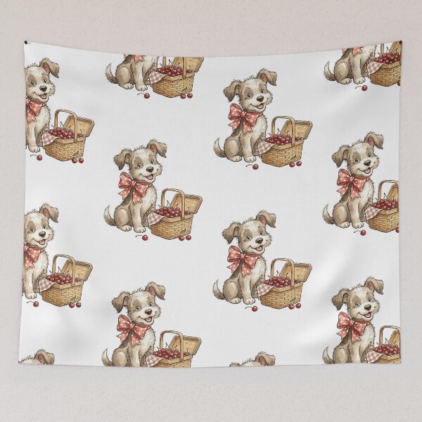 Item preview, Cherry Aesthetic: Polka Dot Puppy Picnic designed and sold by bapupa.