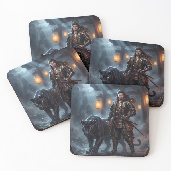Item preview, Oda Nobunaga with Black Panther – Mythic Samurai Warlord Art | Mori no Akari designed and sold by Mori-no-Akari.