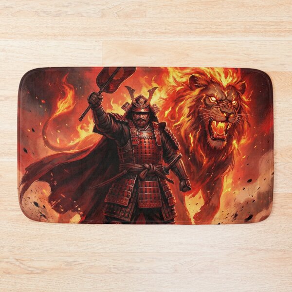 Item preview, Takeda Shingen with Fire Lion Spirit – Volcanic Samurai Warlord Art | Mori no Akari designed and sold by Mori-no-Akari.