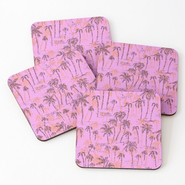 Item preview, Tropical palms jungle beach on pink designed and sold by bokasin.