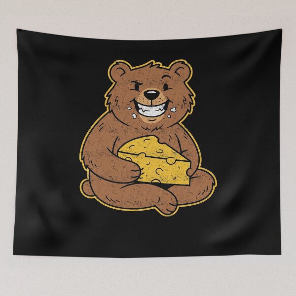 Item preview, Funny Bear Cheese Lover Cartoon Illustration designed and sold by FreshVibe Prints.