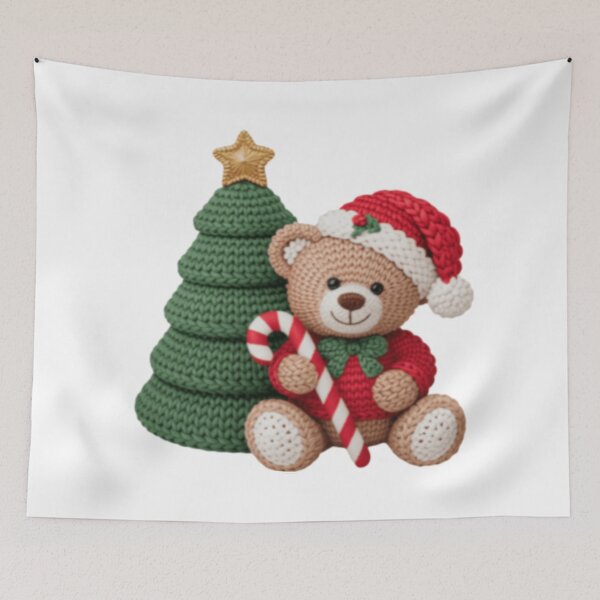 Item preview, crochet Xmas tree and teddy designed and sold by szydelkowanika.