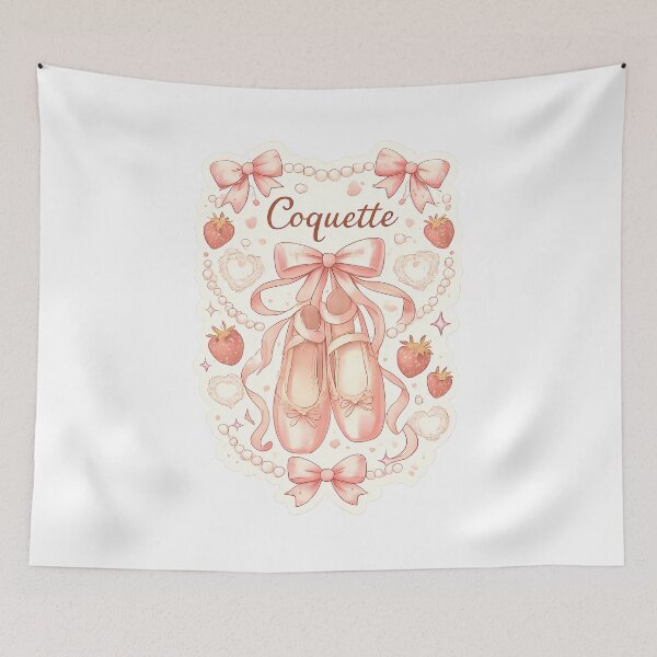 Item preview, Coquette – Balletcore Rose, Ribbons & Strawberries (Aesthetic Girly Sticker) designed and sold by InkMalinois.