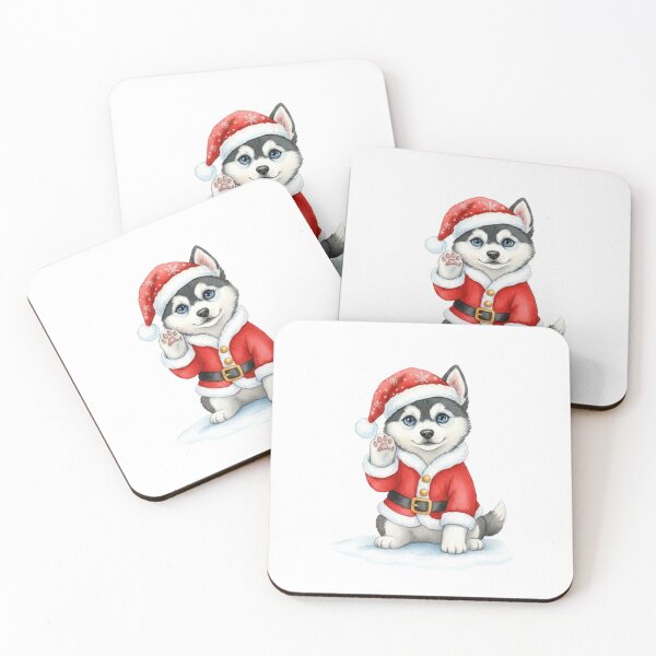Item preview, Blue-Eyed Husky Puppy in a Santa Claus Costume designed and sold by CHRIST5000.