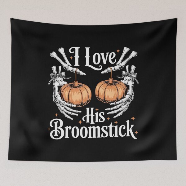 Item preview, Womens I Love His Broomstick He Likes My Pumpkins Halloween Couples designed and sold by RuthGAArt.
