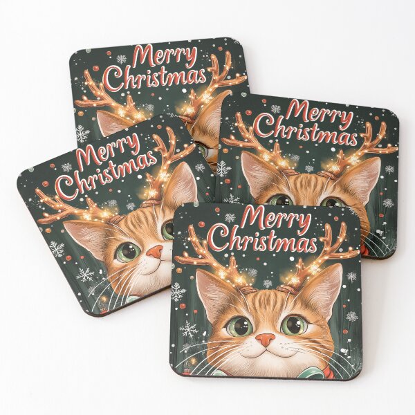 Item preview, Christmas Cat with Reindeer Antlers designed and sold by PetsArt.