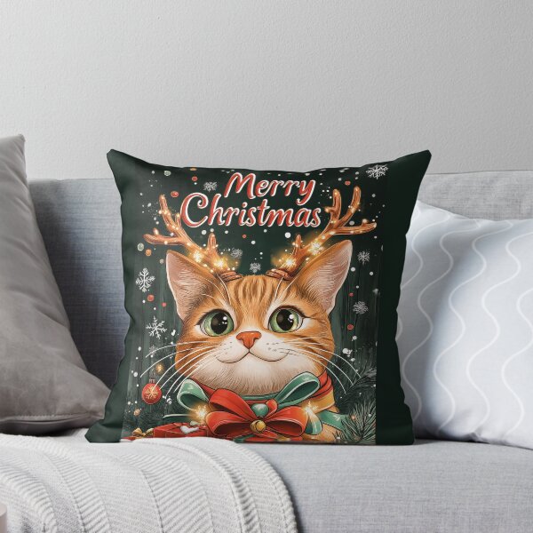 Item preview, Christmas Cat with Reindeer Antlers designed and sold by PetsArt.