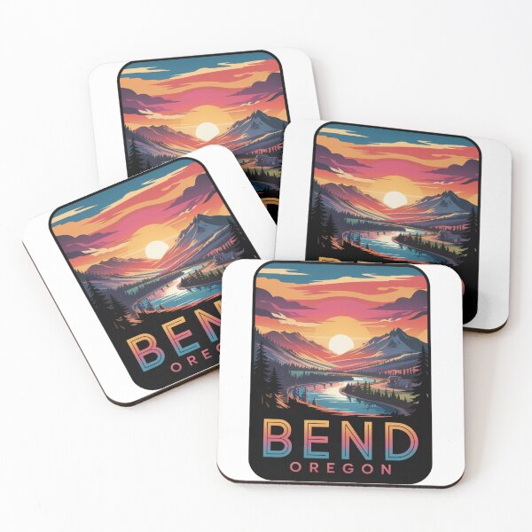 Item preview, Bend Oregon Sunset - Colorful Mountain River Landscape Illustration designed and sold by CircinusStore.