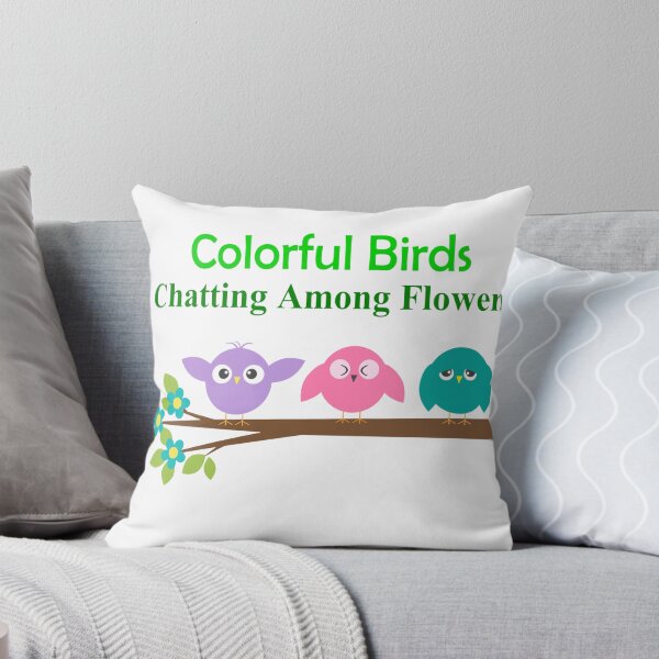 Item preview, "Colorful Birds Chatting Among Flowers" designed and sold by MayaMaliStudio.