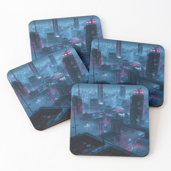 Item preview, Neon Japanese Cyberpunk Megacity Rainy Futuristic Skyline designed and sold by Element Horizon Studio.