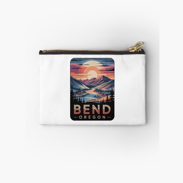 Item preview, Bend Oregon Sunset - Colorful Mountain River Cabin Illustration designed and sold by CircinusStore.