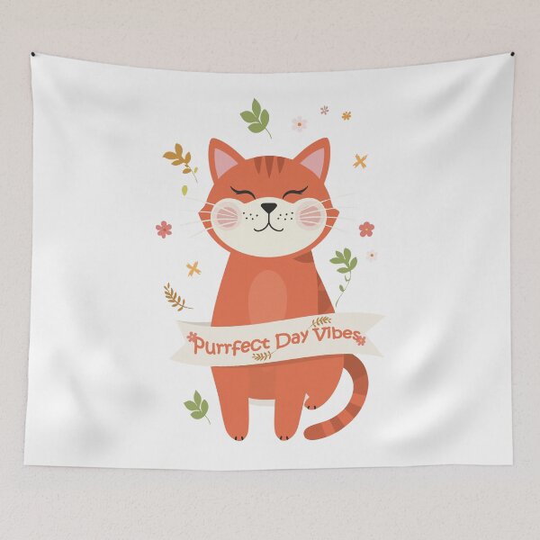 Item preview, Purrfect Day Vibes | Cute Cat with Flowers Pastel Aesthetic designed and sold by NeutronDesign.