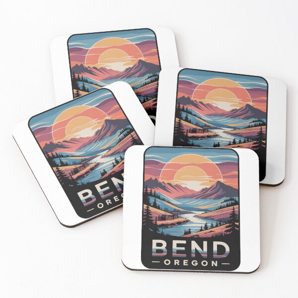 Item preview, Bend Oregon Sunset - Colorful Mountain River Valley Illustration designed and sold by CircinusStore.