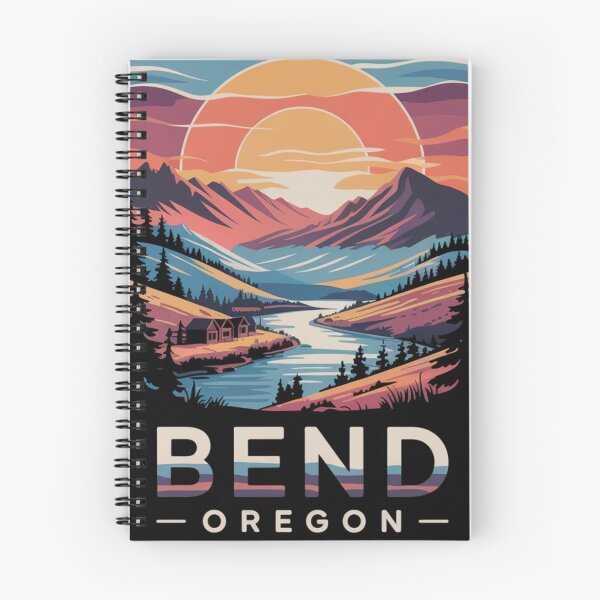 Item preview, Bend Oregon Sunset - Colorful Mountain River Valley Illustration designed and sold by CircinusStore.