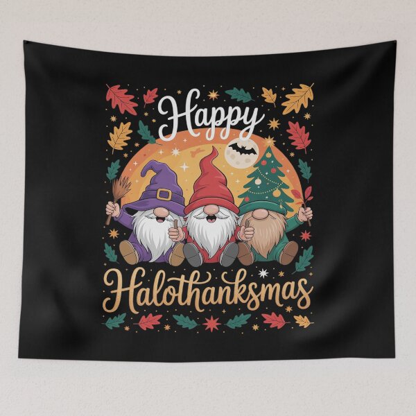 Item preview, Happy Hallothanksmas Gnomes Lover Halloween Merry Christmas designed and sold by RuthGAArt.