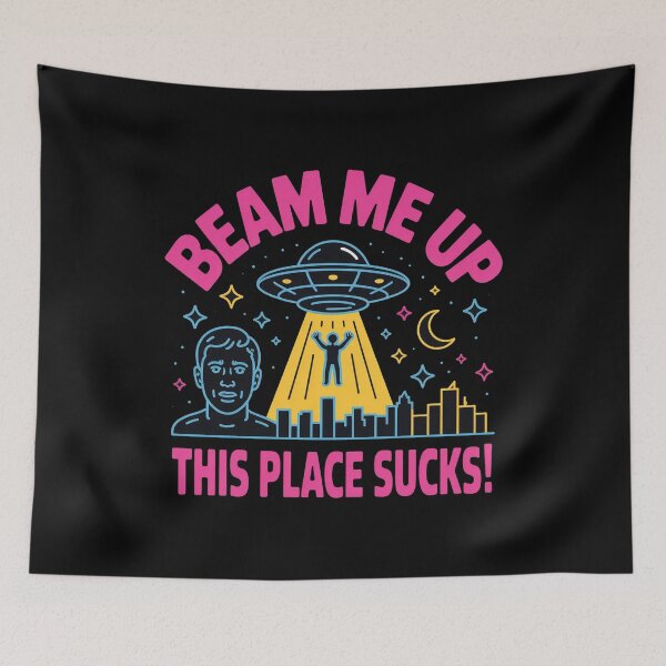 Item preview, Beam Me Up This Place Sucks UFO City Humor Retro Space designed and sold by faridman.