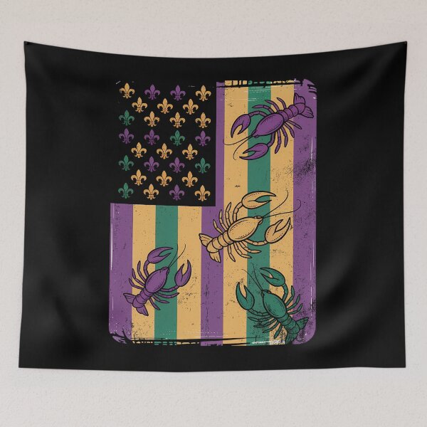 Item preview, Louisiana Crawfish Mardi Gras Flag Carnival Style Design designed and sold by BernoNickel.