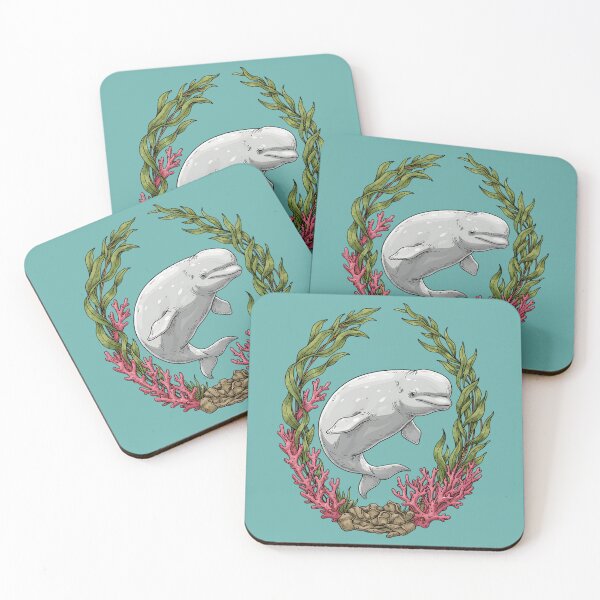 Item preview, Beluga Whale With Kelp And Coral Vintage Ocean Illustration designed and sold by BirdsnStuff.