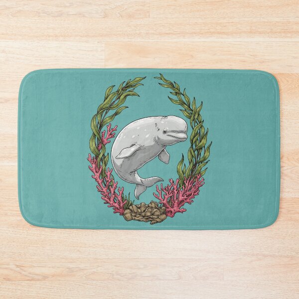 Item preview, Beluga Whale With Kelp And Coral Vintage Ocean Illustration designed and sold by BirdsnStuff.