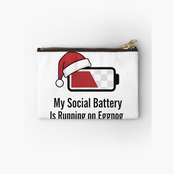 Item preview, Minimalist Christmas T-Shirt, My Social Battery Is Running on Eggnog Design, Low Battery Icon with Santa Hat designed and sold by ZyxDes.