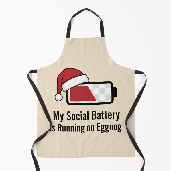 Item preview, Minimalist Christmas T-Shirt, My Social Battery Is Running on Eggnog Design, Low Battery Icon with Santa Hat designed and sold by ZyxDes.