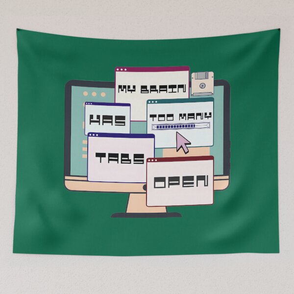 Item preview, Too Many Tabs, Too Little Focus – Funny Overthinker Tee! designed and sold by NeutronDesign.