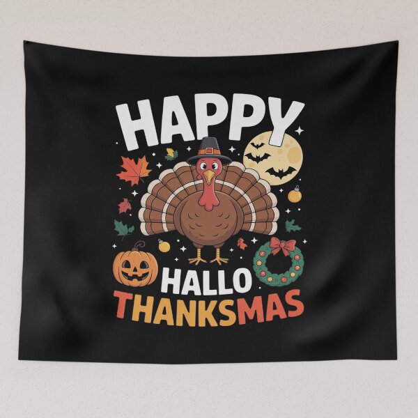 Item preview, Happy Hallothanksmas Halloween Thanksgiving Christmas  designed and sold by RsFilsingerArt.