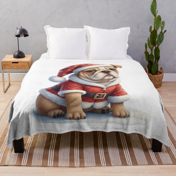Item preview, Grumpy English Bulldog Puppy in a Christmas Costume designed and sold by CHRIST5000.