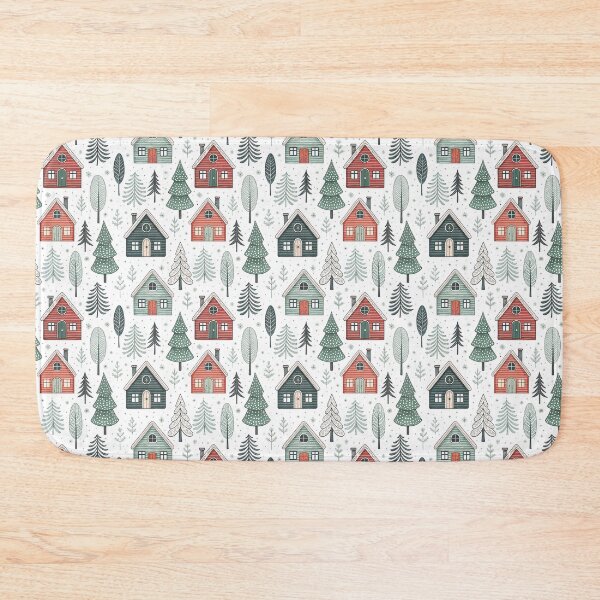 Item preview, Nordic Folk Houses | Cozy Winter Village Art designed and sold by Shuga-Design.